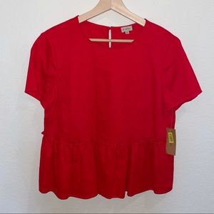 Cremieux • New with tag • Red/Orange Peplum Blouse Size Small